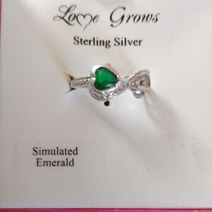 Sterling Silver Simulated Emerald Ring